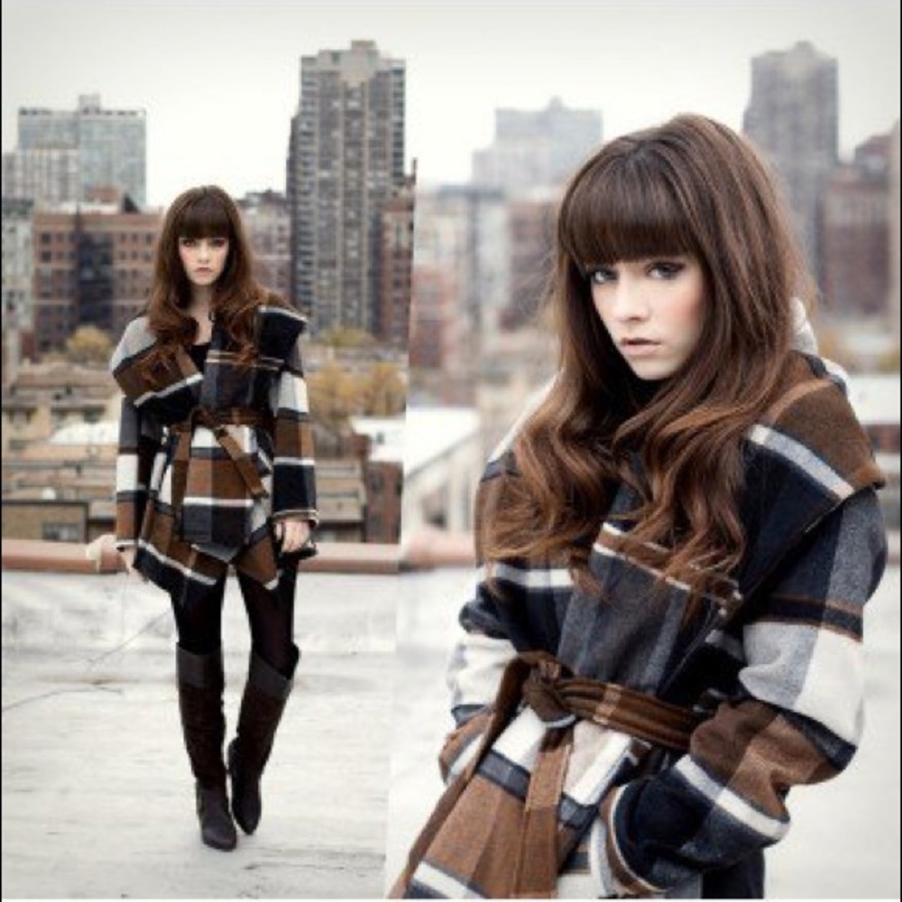 Chicwish Prairie Check Rabato Coat